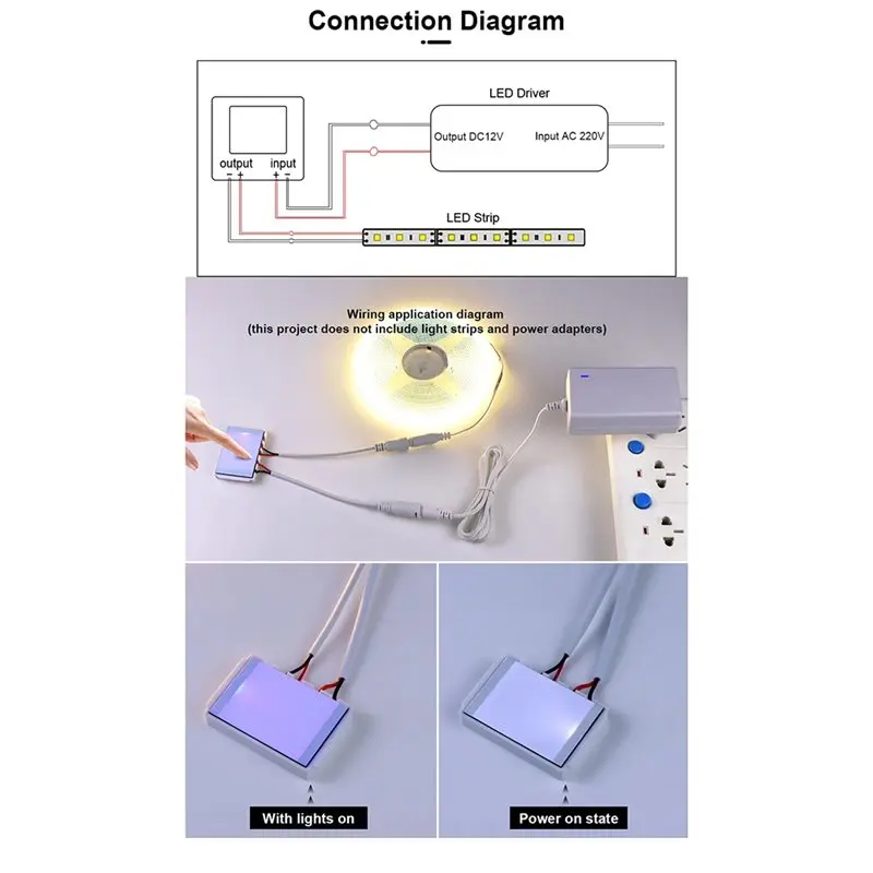 ABSJ-LED اللمس الاستشعار DC12V عكس الضوء LED اللمس مفتاح مستشعر سطوع للحمام مرآة لوضع مساحيق التجميل