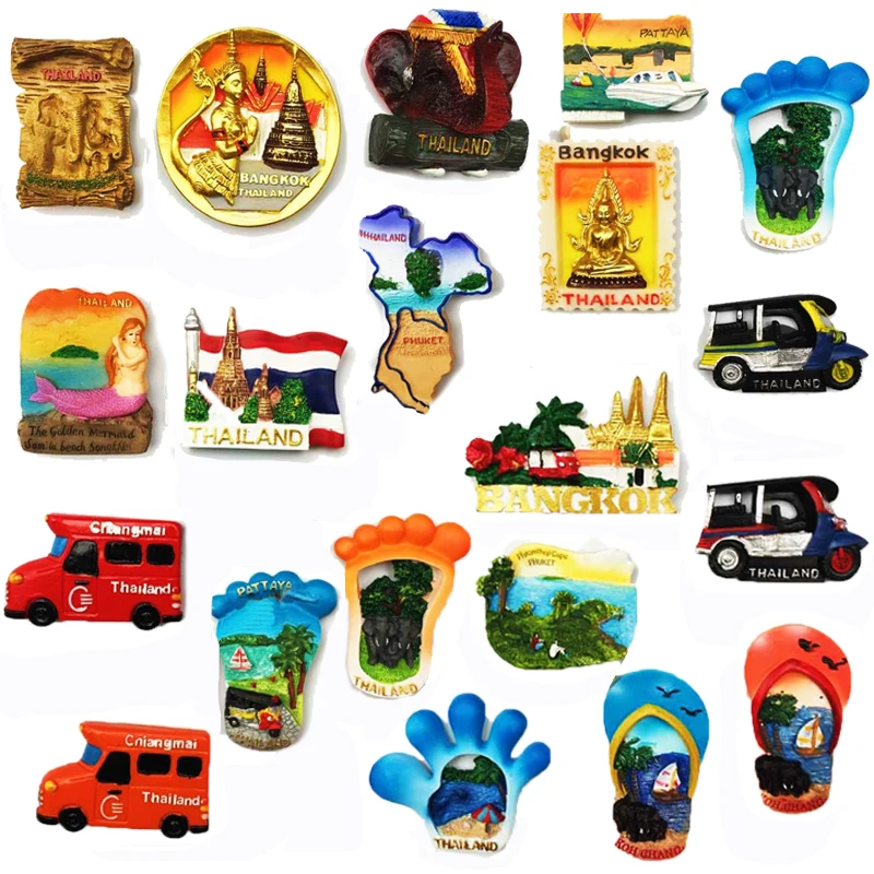 Thailand Fridge Magnets Resin Souvenir Magnetic Magnets for the Refrigerator Home Decoration Bangkok Chiang Mai Handicraft Gifts