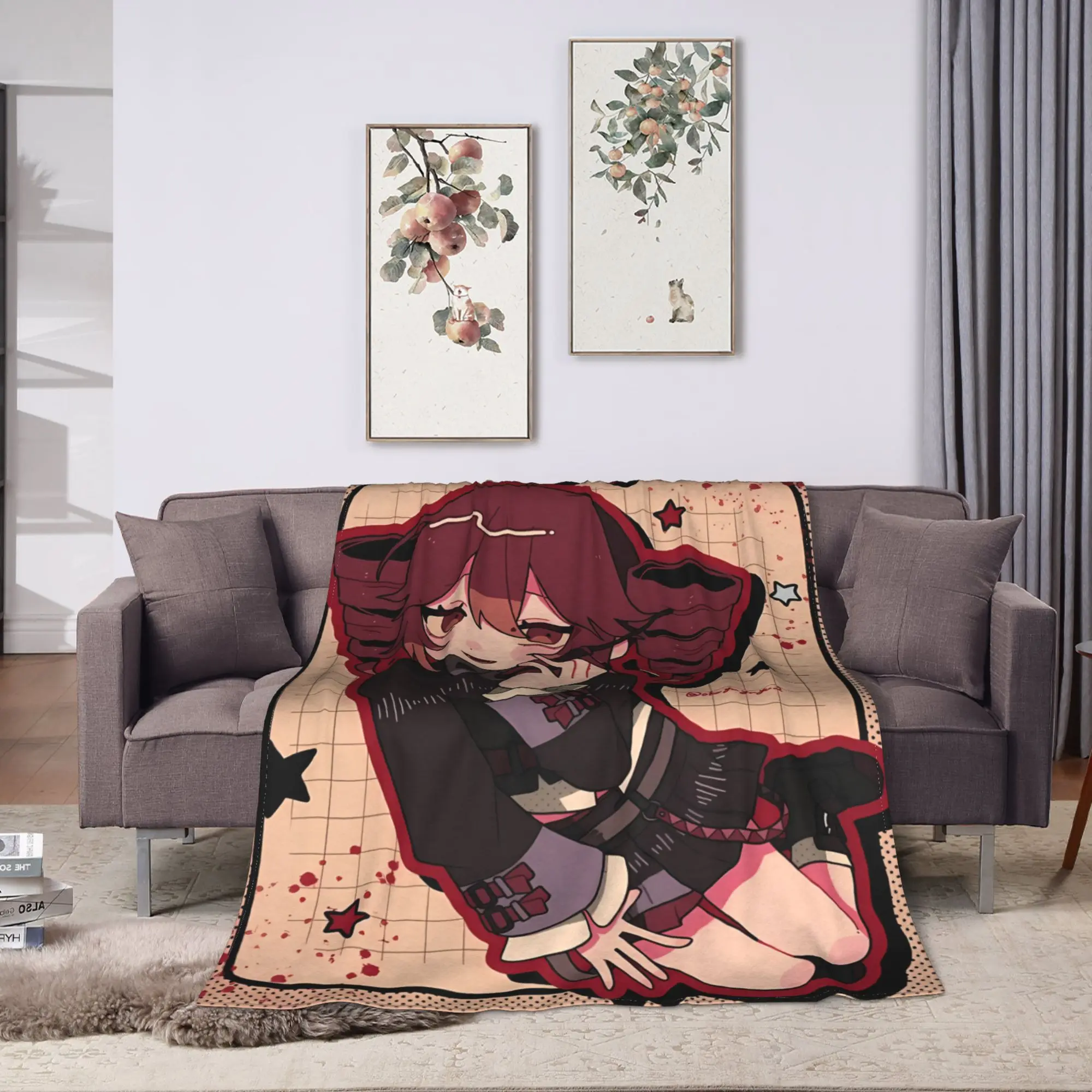 Kasane Teto Notebook Frame Anime Warm Soft Blanket  Camping Plush Throw Blanket Outdoor Flannel Bedspread Sofa Bed Cover