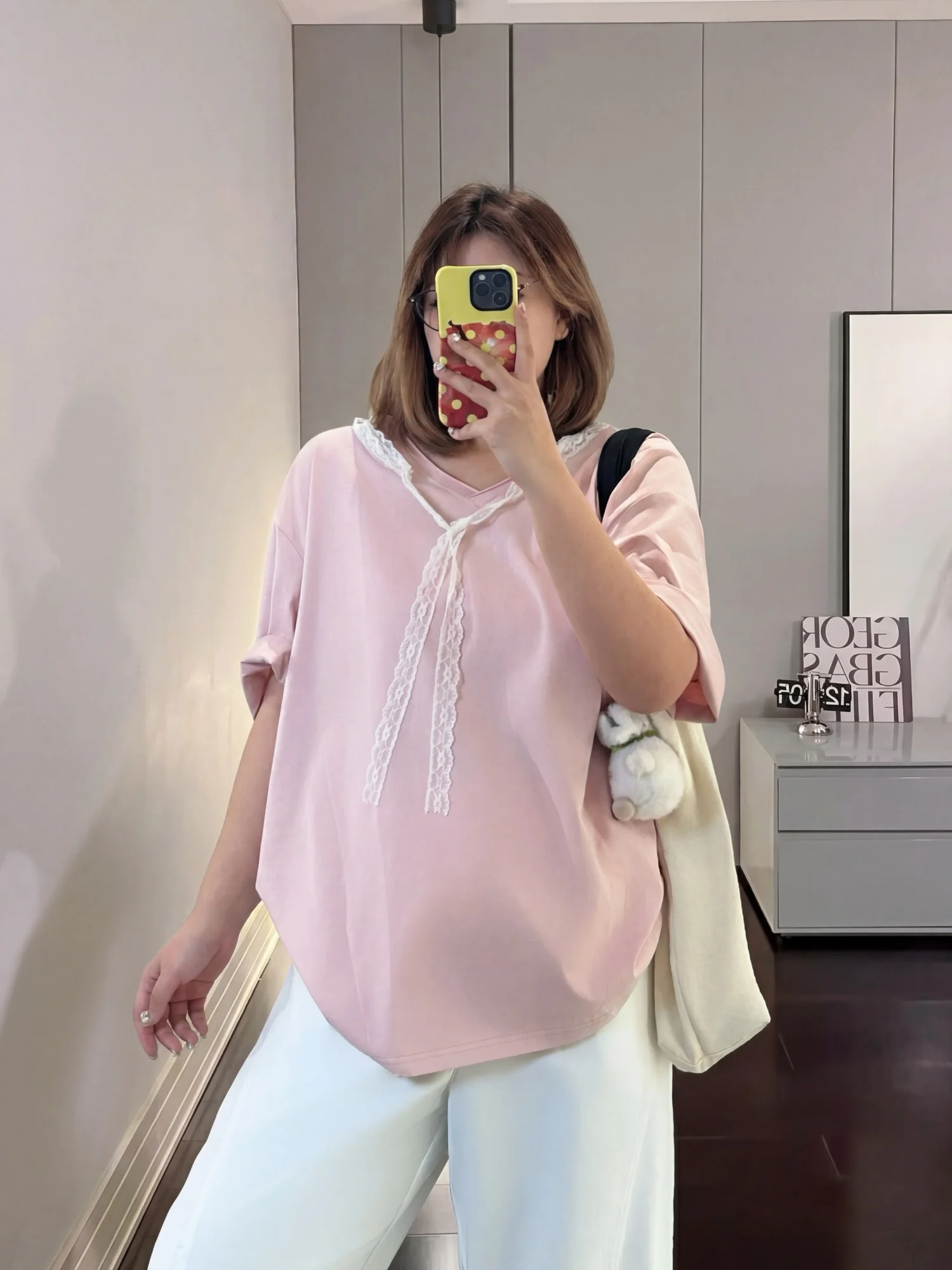 

plus Size Women's Loose Short Sleeve T-Shirt Commute Style Meat Concealing Slimming Top Cotton Polyester Blend V-Neck