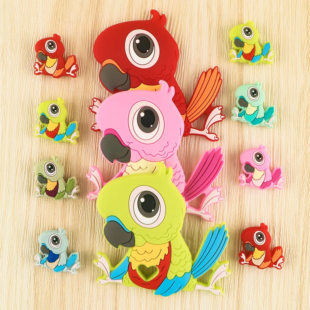 Kovict Baby Silicone Beads New Parrot Peacock Food Grade Silicone Product DIY Pacifier Chain For Jewelry Making Accessories