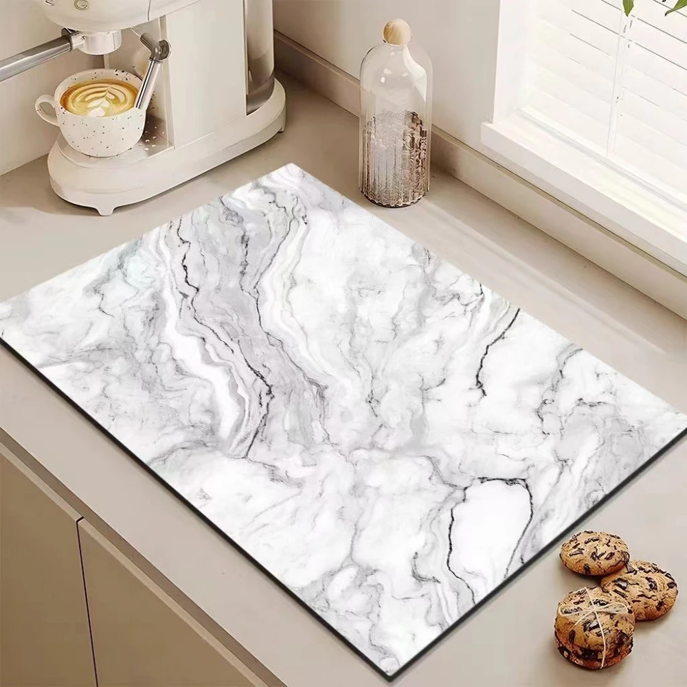 1pcs Household Light Luxury Marble Draining Countertop Diatomite Absorbent Non-Slip Table Mat Kitchen Counter Drain Mat