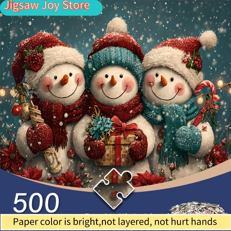 

Набор мини-пазлов для взрослых с дизайном снежинок и трех снеговиков (Хэллоуин, Рождество) – устойчивые к царапинам, увлекательные