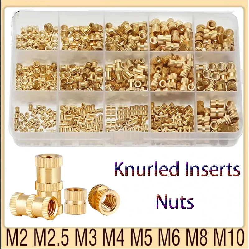 M2 M2.5 M3 M4 M5 M6 M8 M10 Knurled Inserts Nuts Threaded Insert Brass Nut Hot Melt Embedment Copper Nut Kit for 3D Printing