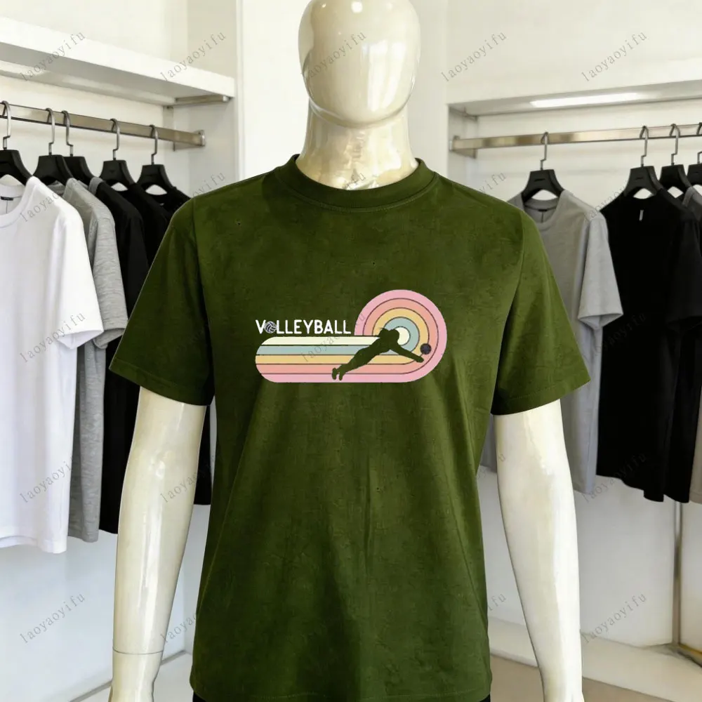 Retro Volleyball Player Shirt: Silhouette Tees Short-sleeved Clothes Streetwear Oversized T Shirt Printed Y2k Tops