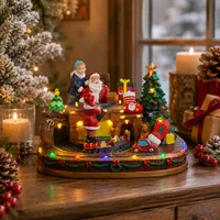 Santa Claus Gift Factory, Spinning Train Music Ornament, Festive Desktop House Decoration, Home Decor, Gift 4