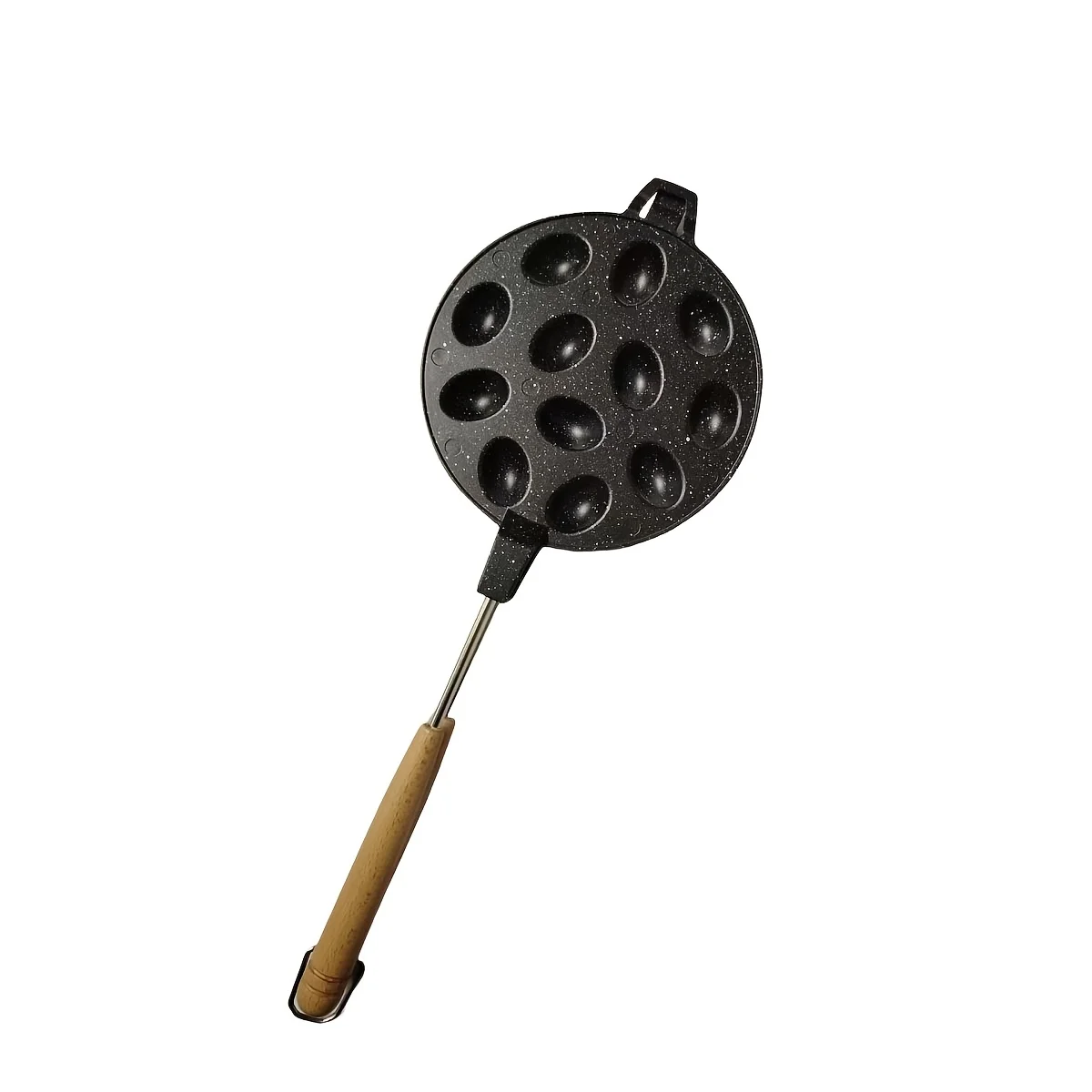 

12-Cavity Round Pecan Mold Egg Waffle Pan for Gas Stove Universal Baking Mold for Walnut-Shaped Cakes and Egg Pancakes