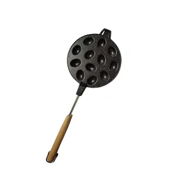 12-Cavity Round Pecan Mold Egg Waffle Pan for Gas Stove Universal Baking Mold for Walnut-Shaped Cakes and Egg Pancakes
