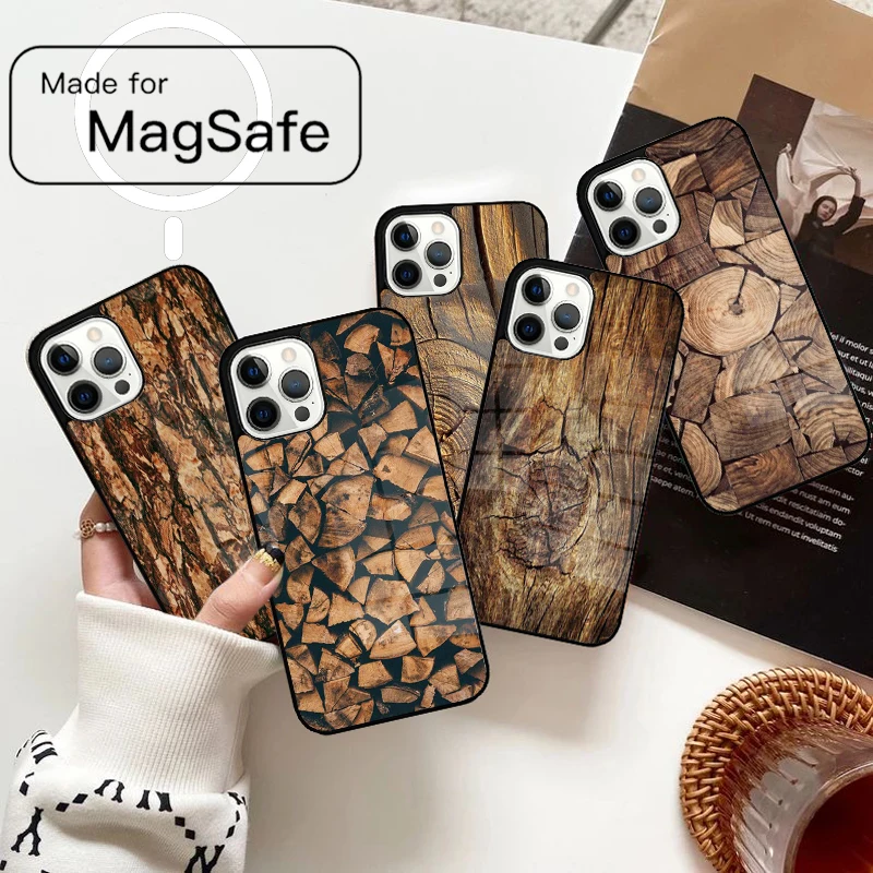Forest Geometry Wood Nature Magnetic Phone Case For iPhone 17 Air 16e 12 13 14 15 Pro Max Magsafe Wireless Cover