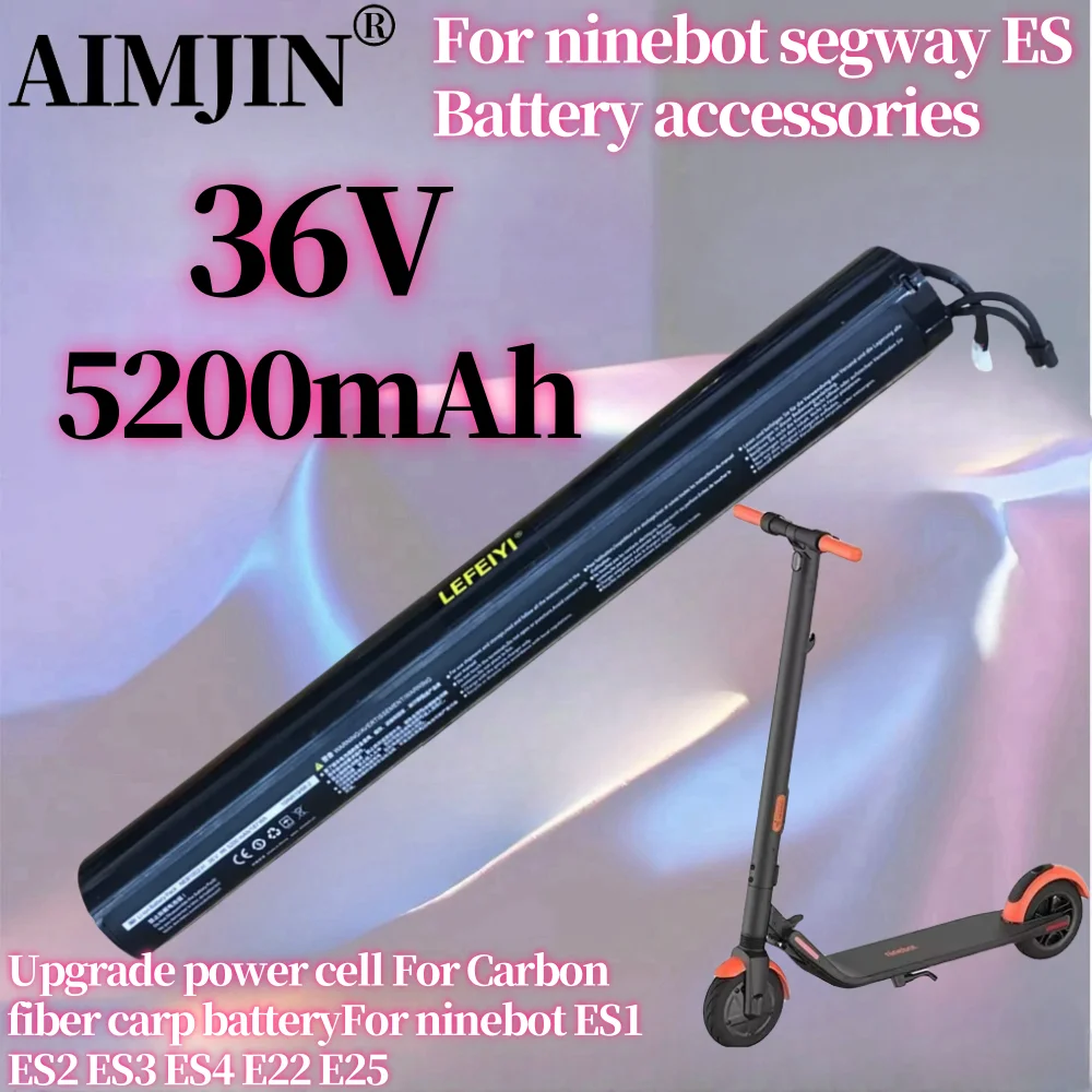 

36V 5200mAh Rechargeable Lithium Ion Battery, For Ninebot Scooter ES1 ES2 ES3 ES4 Smart Electric Scooter Battery