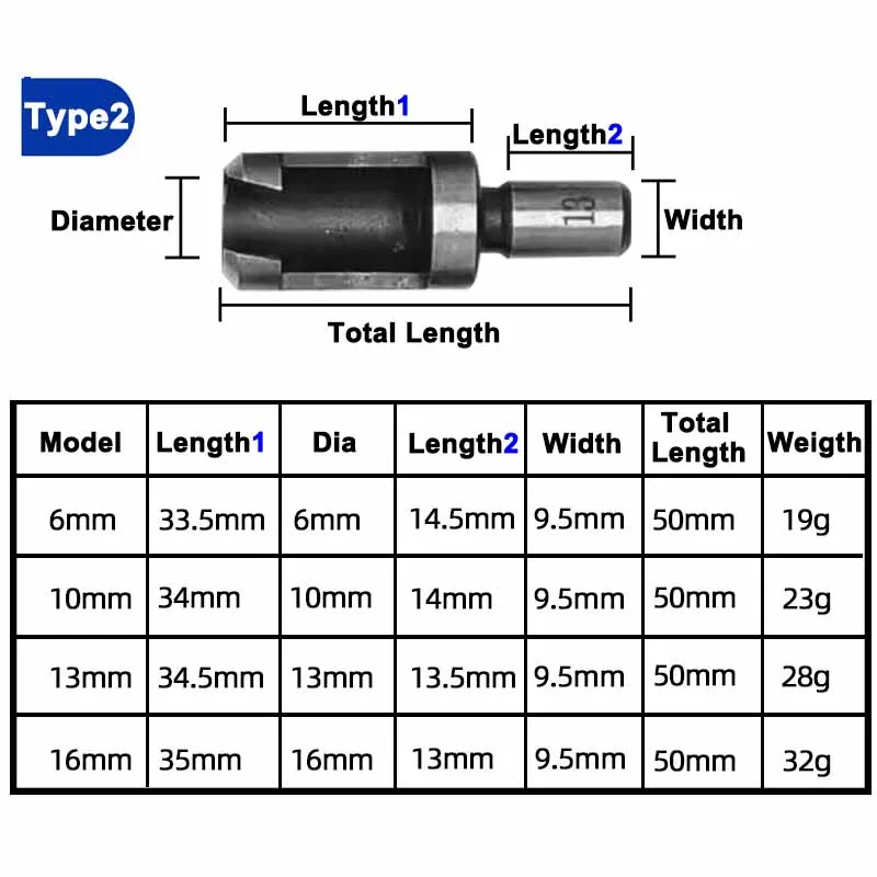 4/8 Cái Thép Carbon Vòng Tay Cầm Gỗ Cắm Lỗ Cắt Cắt Khoan Bộ Dowel Máy Làm Dụng Cụ Lỗ dao Cắt Khoan 6-16Mm