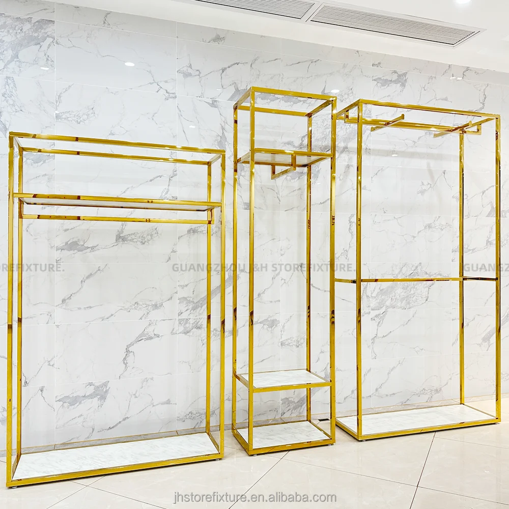 Custom.Stainless Steel Gold Clothing Store Retail Garment Kids Display Rack Shoes Display for Shop