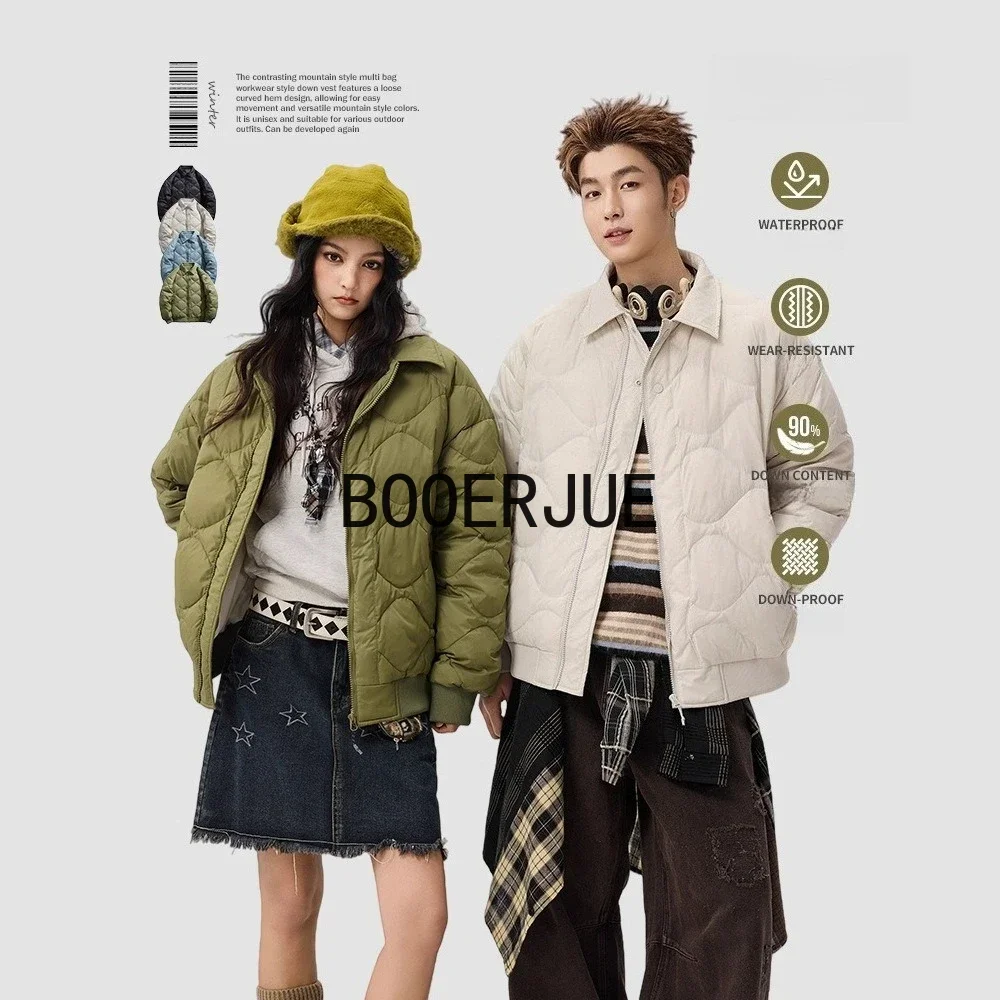 Unisex Winter Outdoor Hiking Calabash Pattern Lightweight 90% White Duck Down Jacket Water-Resistant Warm High-quality Down