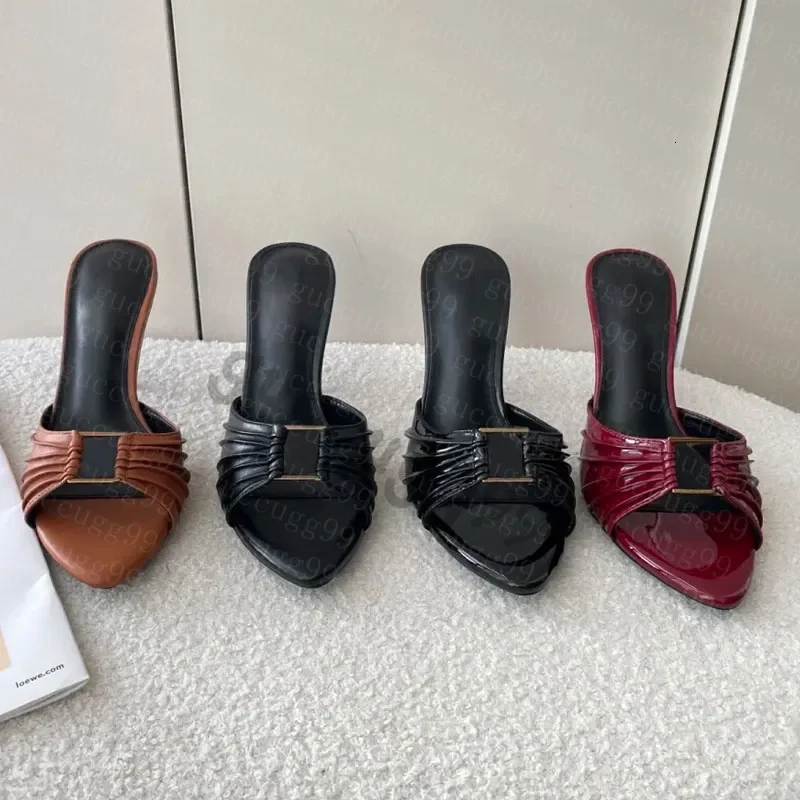 

Женские туфли-мюли на шпильке 9 см, Babylone, из натуральной кожи, с пряжкой-буквой, острый носок, сандалии класса люкс