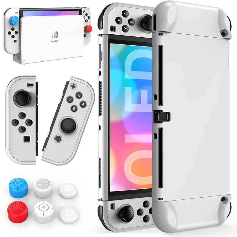 Dockable Case for Nintendo Switch OLED 2021, PC Protective Case Cover for Switch OLED with Comfortable Joy-Con Grip Case