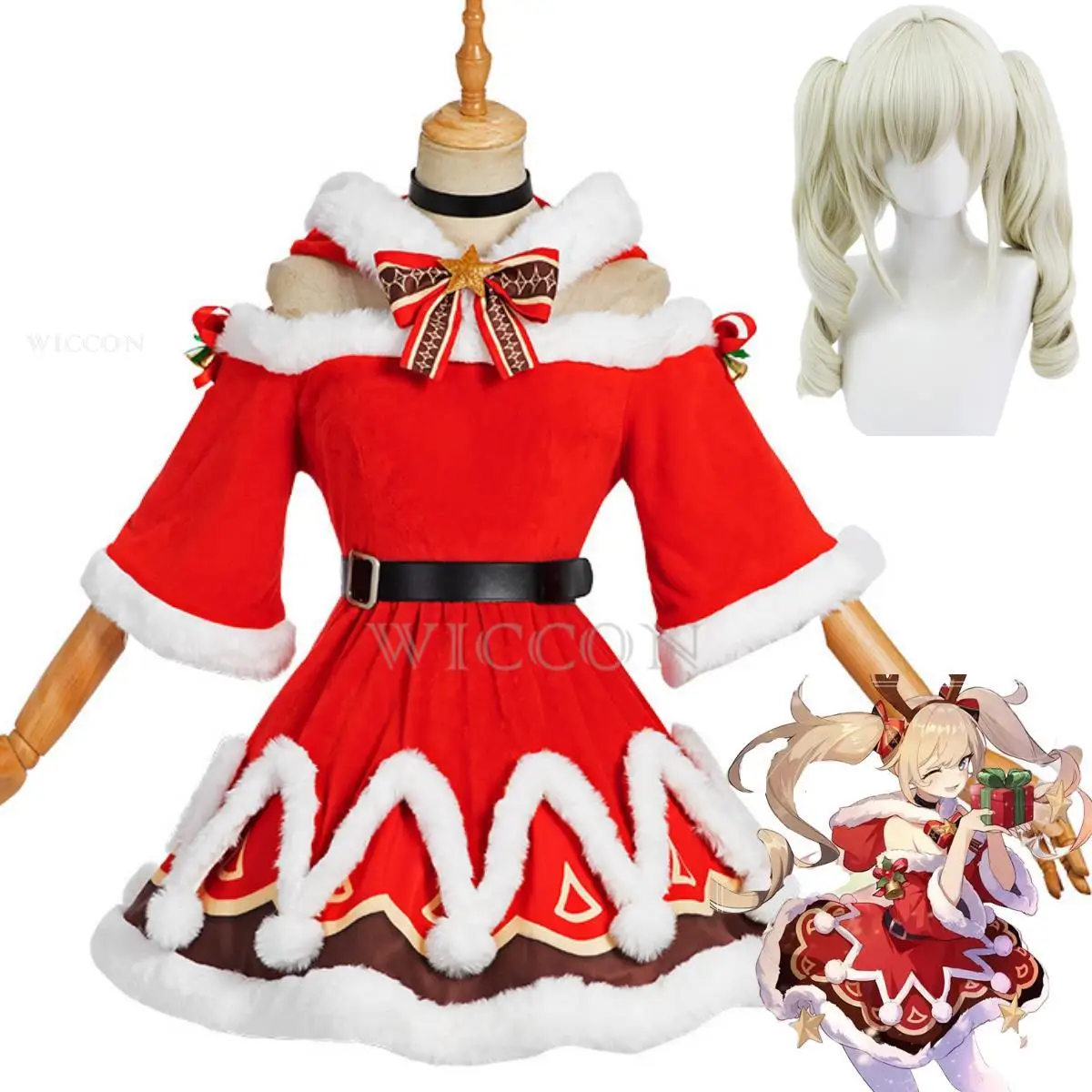 Anime Game Genshin Impact Barbara Gunnhildr Cosplay Costume Christmas Skin Dress Lolita Wig Woman Sexy Kawaii Halloween Suit