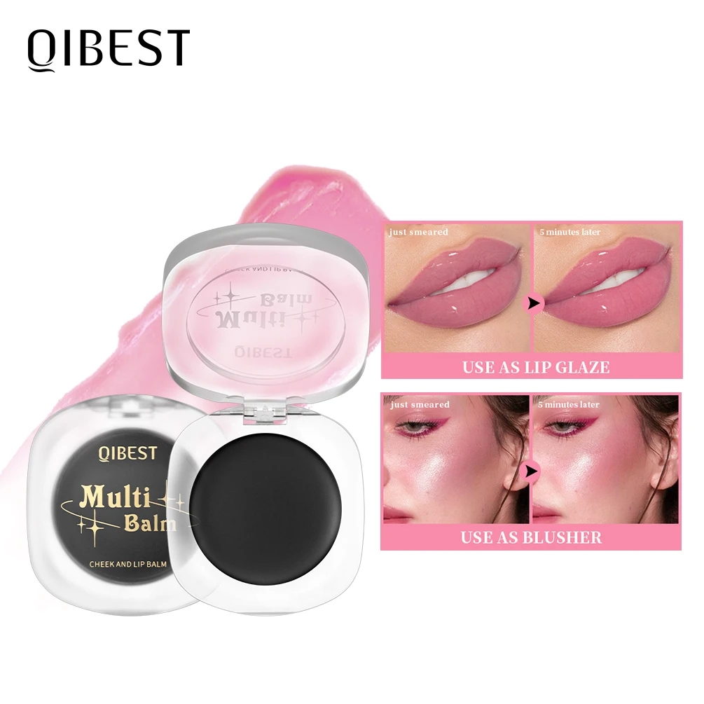 QIBEST Color Changing Lipstick Blush 2 In 1 Lip Gloss Shine Moisturizing Black Lip Balm Tint Sexy Plumping For Cheek Lips Makeup