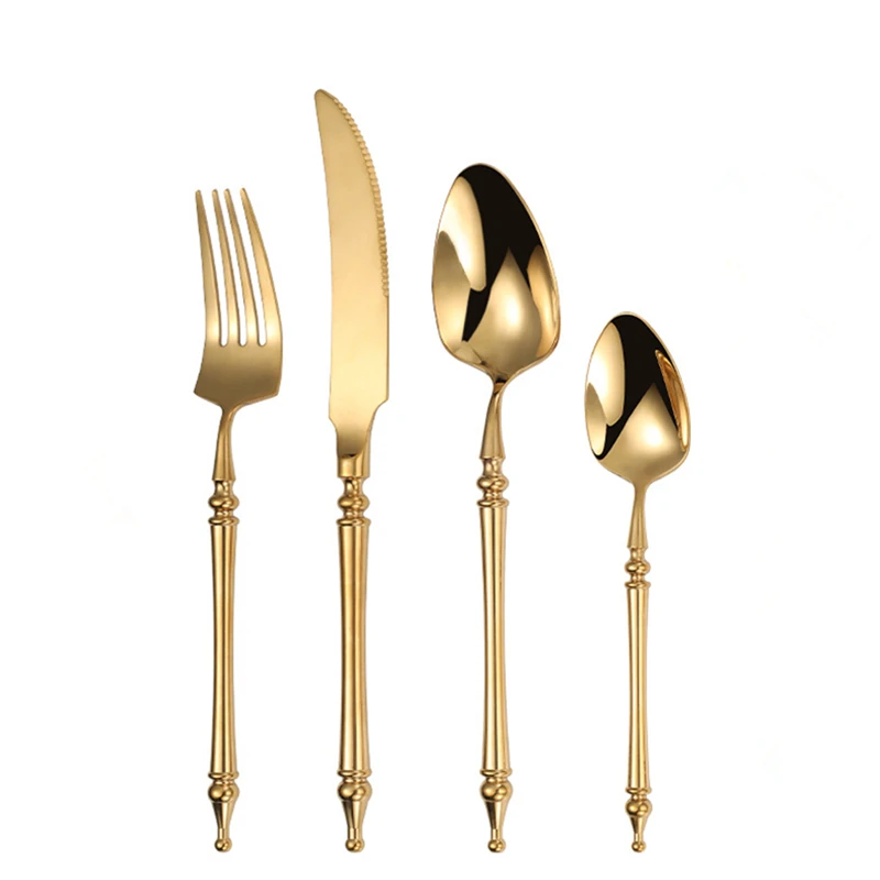 New High Quality 304 Stainless Steel Green Gold Cutlery Set Golden Flatware Set For 6 Tableware Dinnerware Dishwasher Safe