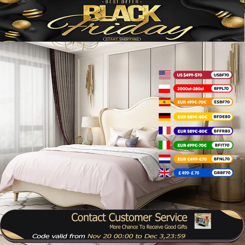 

Каркас двуспальной кровати принцессы для спальни, дизайнерская европейская деревянная роскошная двуспальная кровать изголовья, современная мебель Camas De Dormitorio