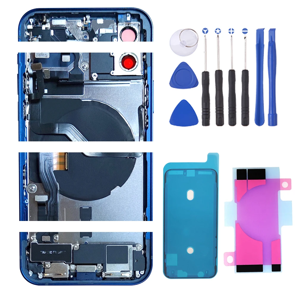 Full Back Housing with Flex for iPhone 12 12pro 12p with Charging Port Power Volume High Quality Cable