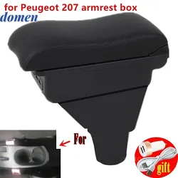 Carro Armrest Center Storage Box com USB LED Light, Peças Interiores, Peças Especiais Retrofit, Peugeot 207