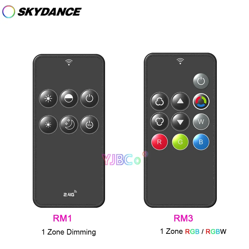 6-Key 1 Zone 2.4G RF Wireless Remote RM1 Dimming Switch RM3 RGB/RGBW dimmer for Single Color RGB RGBW LED Strip Controller