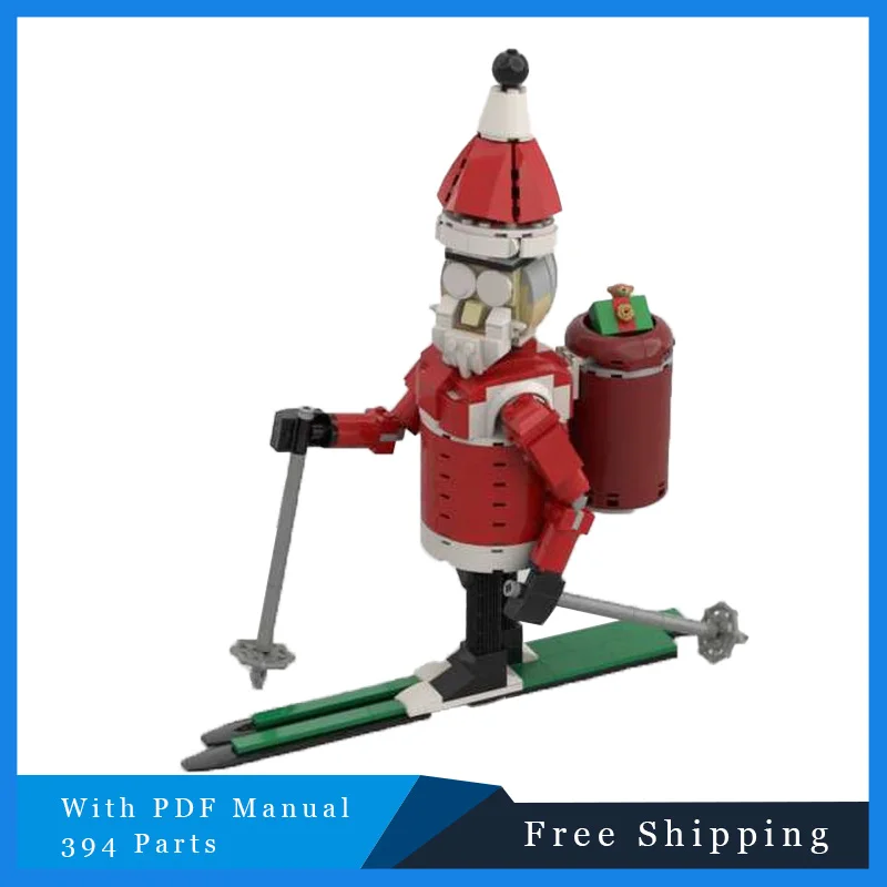 394 ELEMENTY Święty Mikołaj na nartach Brickheadz Modułowy Kreatywny Model z Klocków Festiwalowy Zestaw do Samodzielnego Montażu Puzzle dla Dzieci Prezent Świąteczny