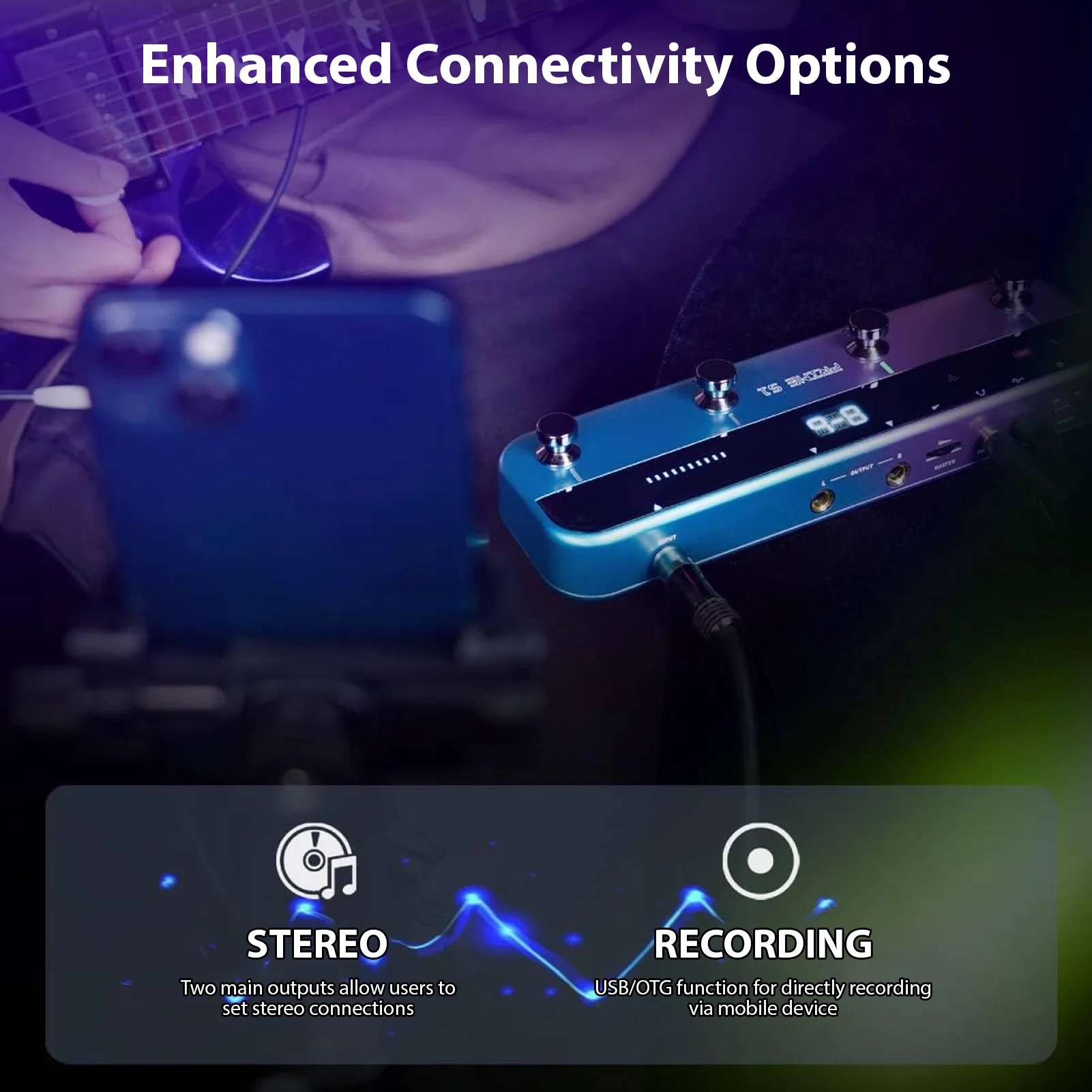 MOOER S1 Smart Stereo Guitar Effects Processor Multi-Effects Pedal 10 Metronomes 40 Drum Machine Wireless Footswitch Controller