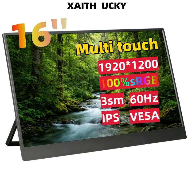 16-Inch Portable Touch Monitor, 1200P HDR 16:10, Non-Touch Optional, External Second Screen for Xbox, PS4/5, Switch, Phone, PC,