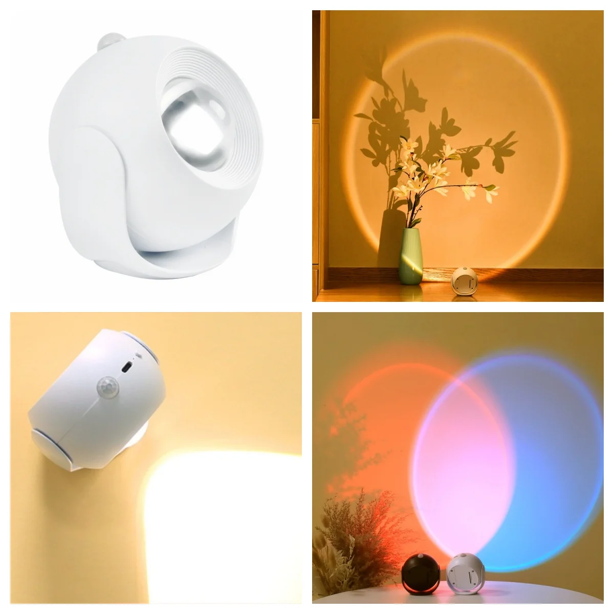 

Deamak Вращающийся светильник на закате, коридор, входной настенный светильник, ночник, перезаряжаемая батарея двойного назначения RGBW