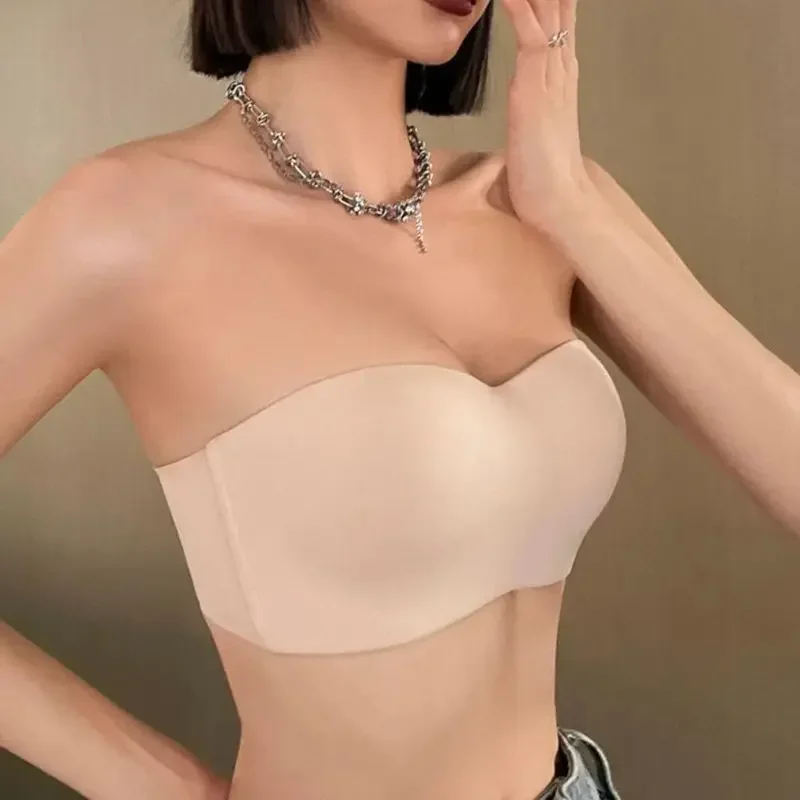 

Women Tube Strapless Bra Chest Wrap Bandeau Seamless Breathable Underwear Tops Non Slip Invisible Bralette Push Up Women's Bra