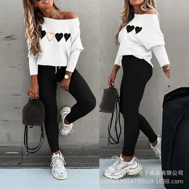 Elegant Women Two Piece Set Tracksuit Casual Fashion Long Sleeve Shirt Top Pants Outfits Homewear Loungewear Suit