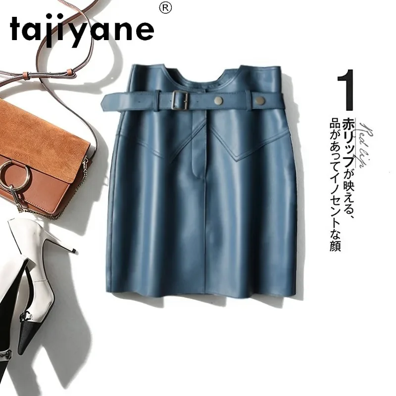 Tajiyane 2021 Mini Skirt Real Sheepskin Black Skirt Genuine Leather clothes Skirts Woman High Waist Skirts Mujer Faldas TN2179