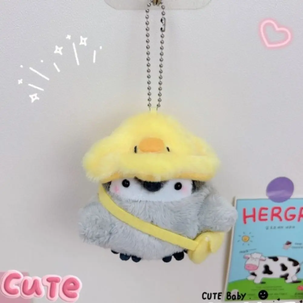 LLavero de pingüino de dibujos animados, Pato pequeño Koi de la suerte, Animal, pingüino, juguetes de peluche, pan, abeja, colgante de pingüino suave, decoración para mochila