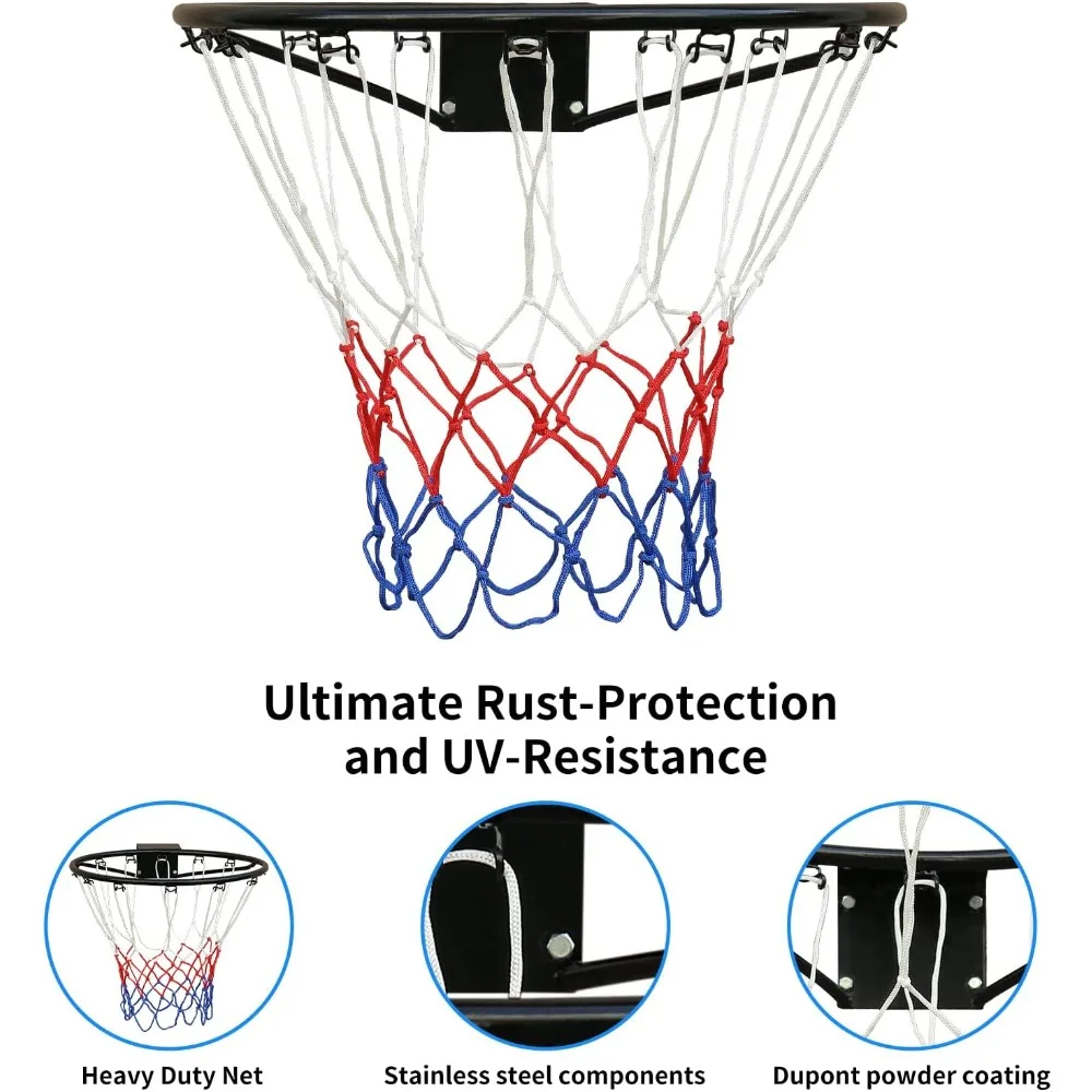 حافة كرة سلة صلبة احترافية مقاس 18 بوصة للاستخدام الداخلي والخارجي، إطار حديد متين مع سهل التركيب، مثالي للملاعب المنزلية #5