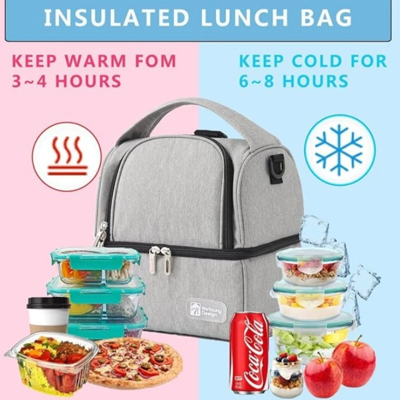 

Сумки для кемпинга и пикника, сумка для обеда с двумя отделениями и плечевым ремнем, изолированная Герметичная сумка-холодильник, товары для готовки в кемпинге и на открытом воздухе