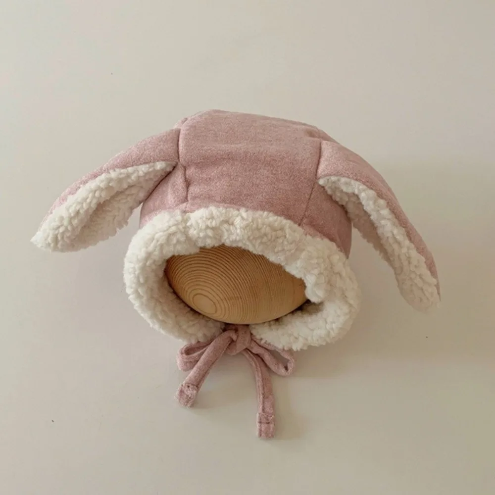 

Kawaii милая шапка с кроличьими ушками, зимняя флисовая детская шапочка, толстая теплая шапка для защиты ушей, детская шапка