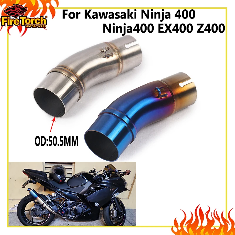 Motorrad-Auspuff-Mittelrohr 51MM Endschalldämpfer Slip-On für Kawasaki Ninja 400 Z400 Z250 2017 - 2020 2021 2022 2023 2024