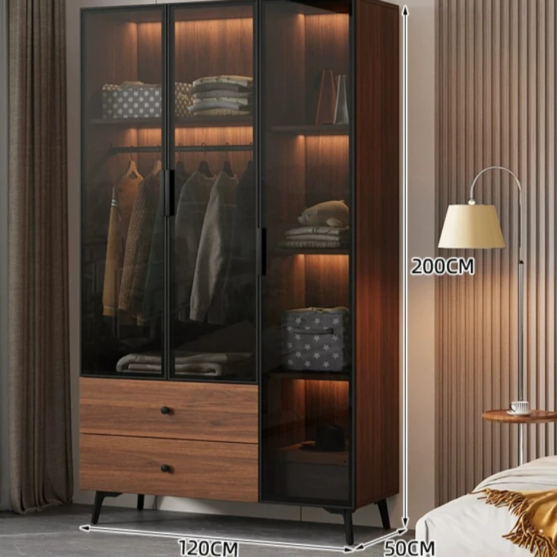 Modern Wood Wardrobe Glass High Cabinets Luxury Drawers Wardrobe Storage Dressers Muebles Para El Hogar Ng Room Furniture