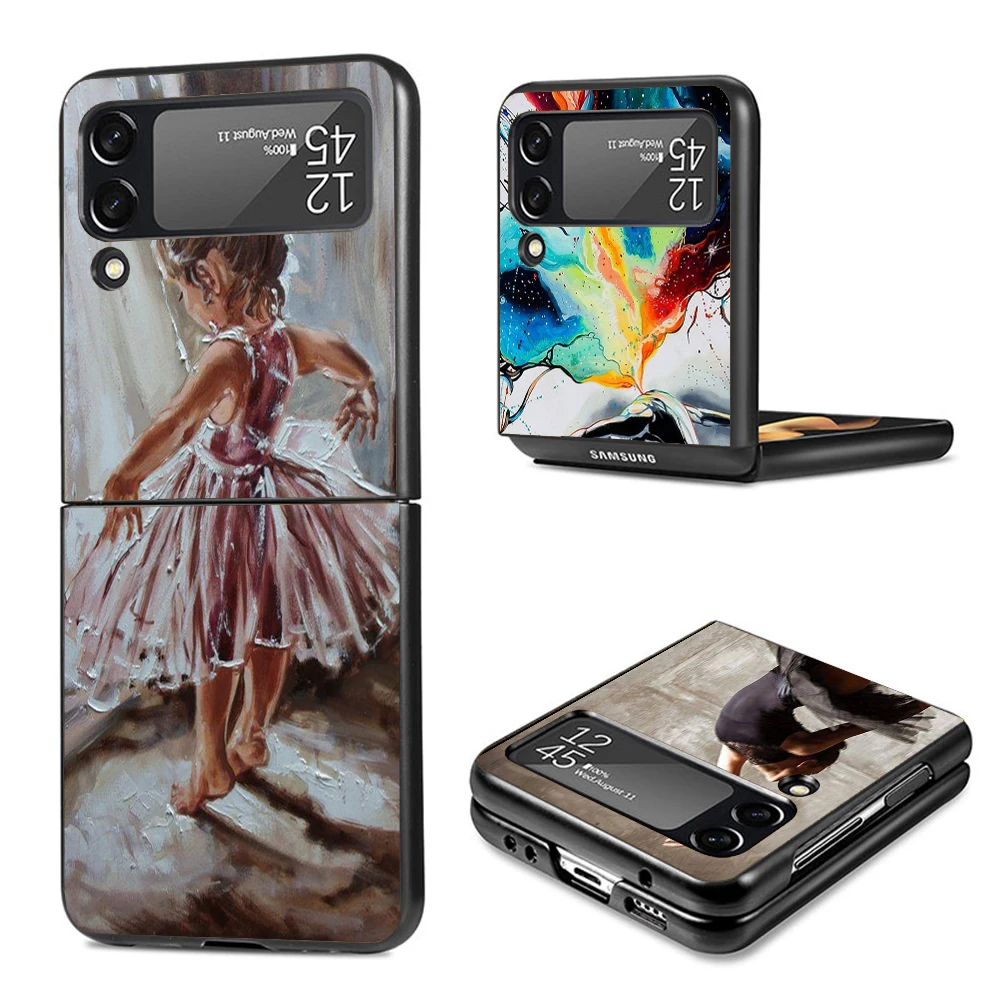 Ballerina Ballet Dancing Phone Case For Samsung Galaxy Z Flip3 Flip4 Flip5 Flip6 PC Shell For Z Flip 3 4 5 6 Hard Folding Art Co