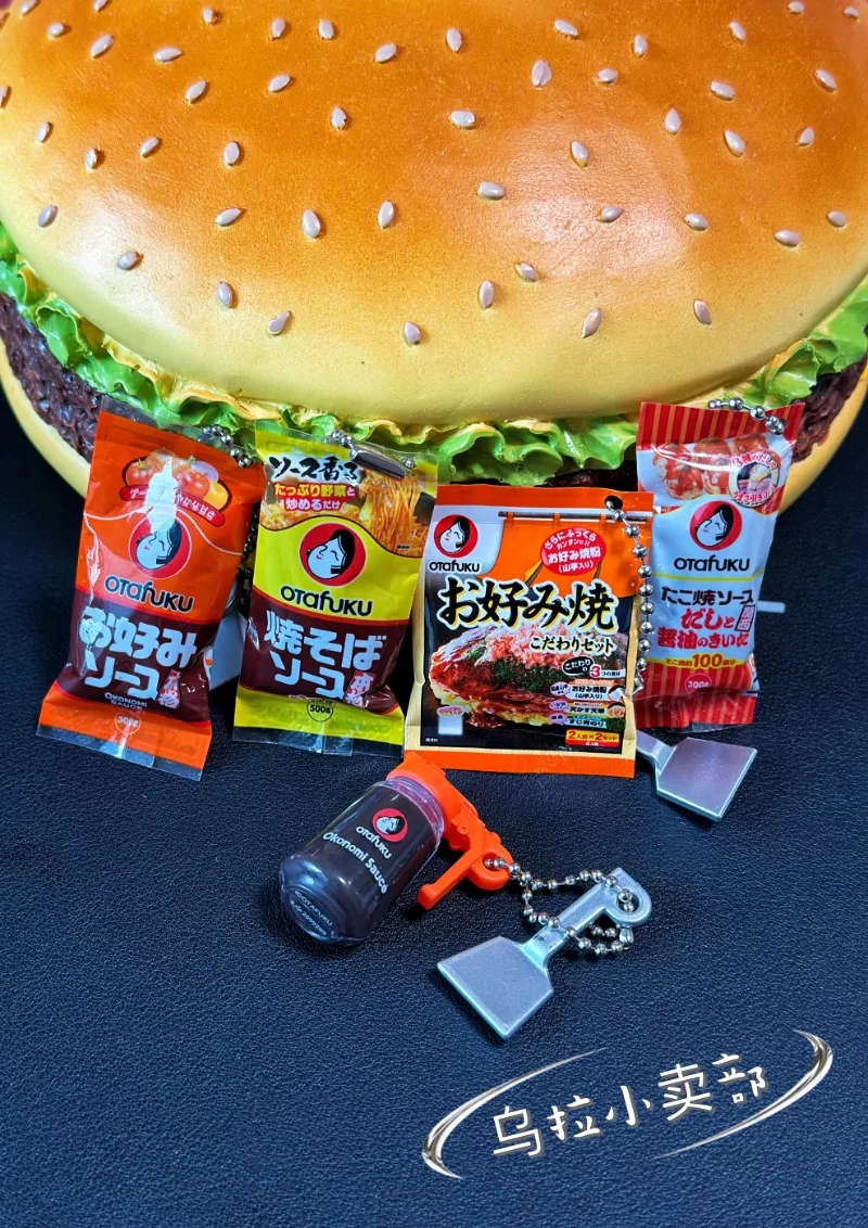 Bandai Gashapon Cute Kawaii Candy Figure Anime Miniature Japanese Osaka Yaki Sauce Snack Food Keychain Model Capsule Toys Gift