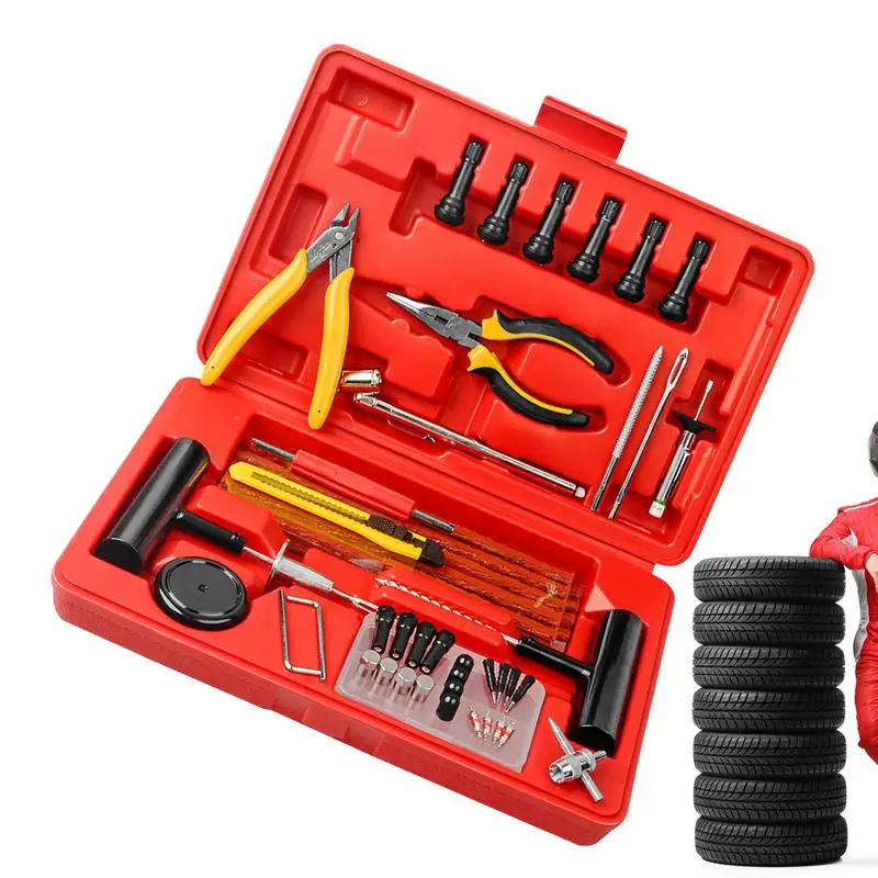 

Tire Puncture Repair Kit 74pcs Portable Puncture Patch Kits Heavy Duty Tire Repair Tools To Fix Punctures And Plug Flats Patch