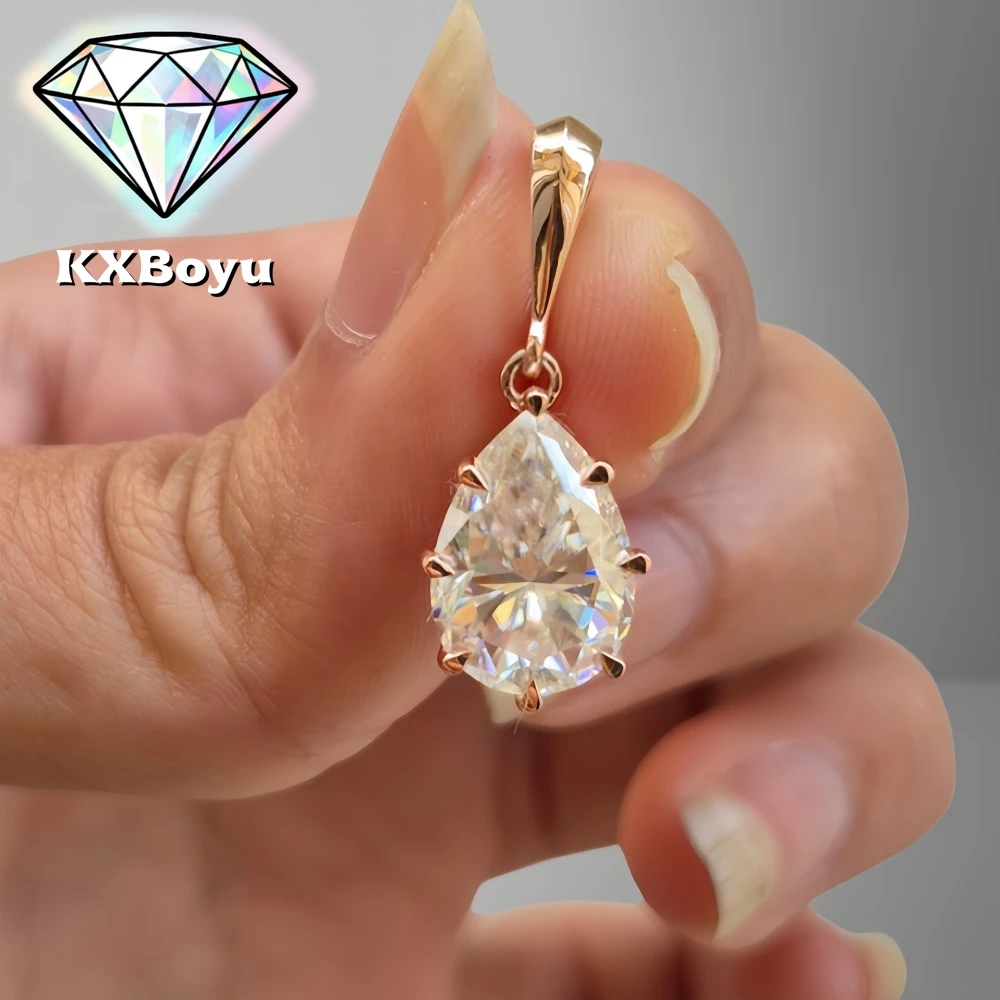 

4.5ct Water Drop/Pear Cut Moissanite Engagement 14K/Silver Necklace 100% S925 Sterling Silver Diamond Necklace with Certificate