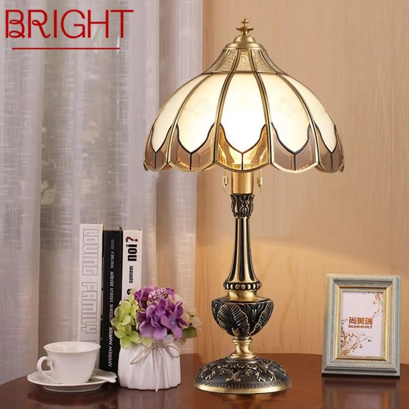 

BRIGHT Modern Brass Table Lamp LED American Luxury Creative Copper Glass Desk Floor Lights for Home Living Room Bedroom