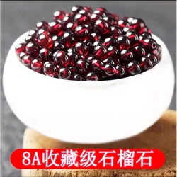 Wine Red Garnet Scattered Beads round Beads Handmade DIY Accessories Beads Women's Single Bracelet Natural Crystal Bracelet Genu