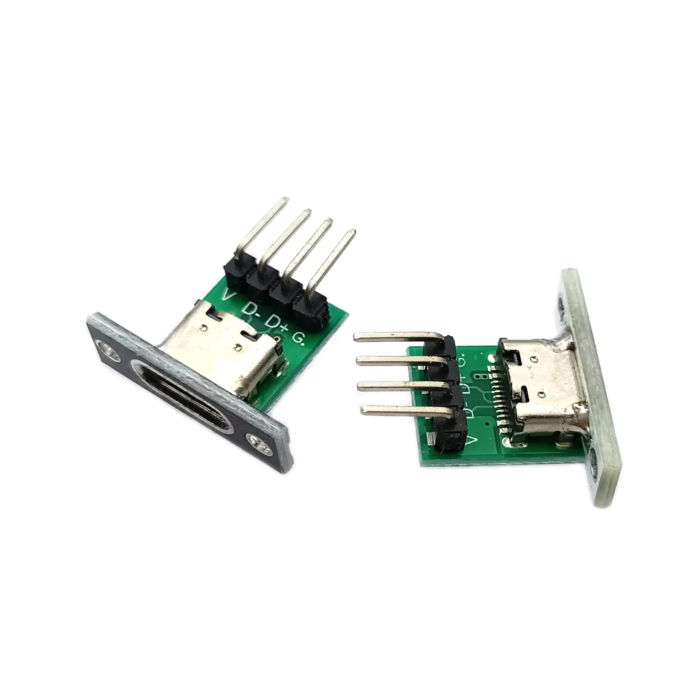 Panel Mount Type USB Jack Type-C 2Pin 4Pin 6Pin Female Connector Jack Charging Port USB Type C Socket With Fixing Plate Adapter
