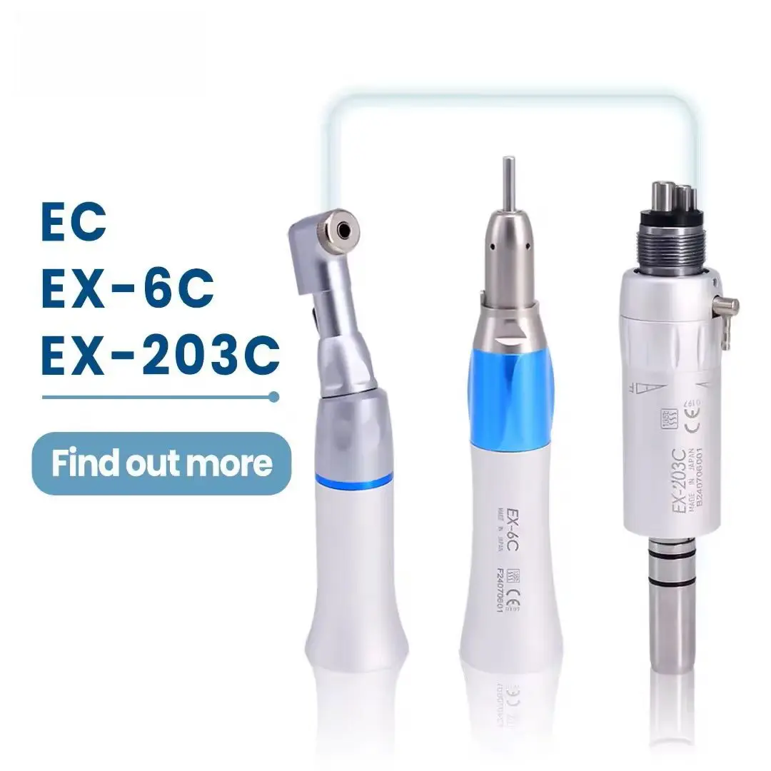 EC EX-6CEX-203C Dental 1:1 Direct Drive Contra Angle Low Speed Handpiece Dentistry Against Contra Angle Polishing Tools