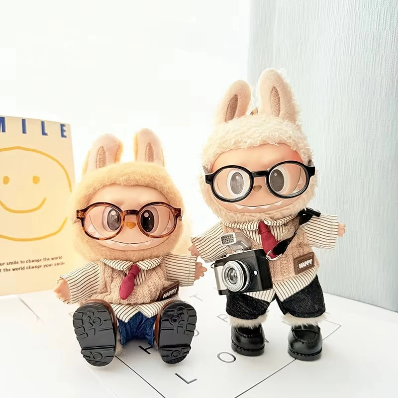 

Labubu Doll Clothes Chocolate Preppy Outfit Happy Baby Labubu I II Idol Dolls Plush Doll'S Clothes Sitting Party Accessories
