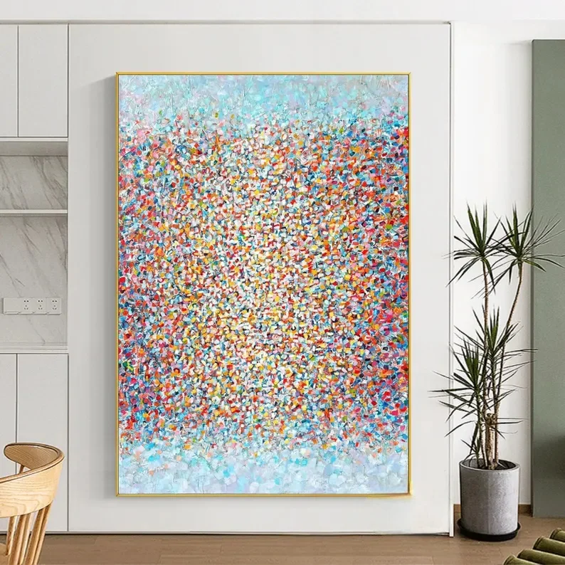 Customize Large Size Modern Abstract Colorful Handmade Canvas Wall Art Jackson Pollock Oil Painting For Home Living Room Decor