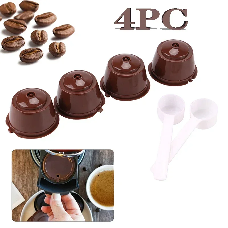 

4PCS Reusable Coffee Capsule Cups and 2 Scoops Home Kitchen Tools Coffee Filter for Dolce Gusto Coffee Machine